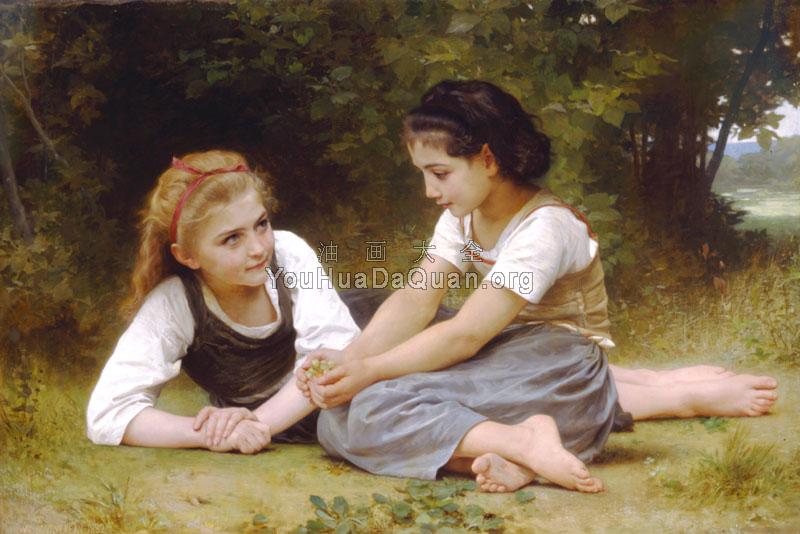 采集干果的孩子们- 威廉·阿道夫·布格罗- 世界著名画家画作欣赏- 油画